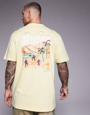 adidas Originals - T-shirt à imprimé estival - Jaune