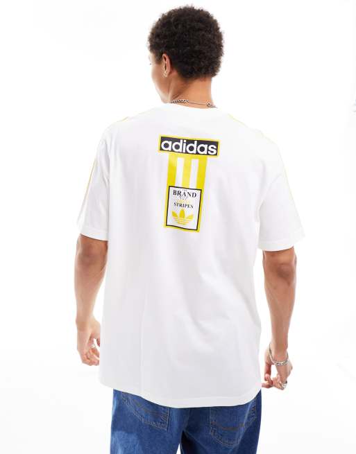 adidas Originals - T-shirt à logo - Blanc et jaune