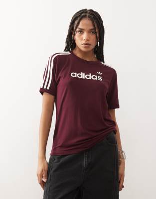 T-shirt à logo - Bordeaux et blanc crassé-Rouge XS