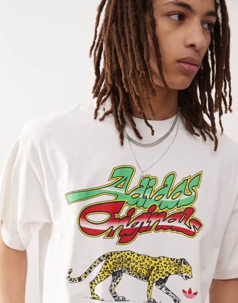adidas Originals - T-shirt à motif léopard graphique - Blanc - view 1
