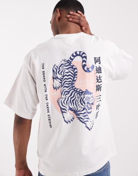 adidas Originals - T-shirt à motif tigre japonais - Blanc - view 1