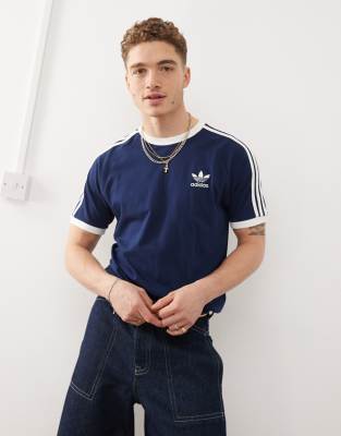adidas Originals - T-shirt à trois bandes - Bleu marine
