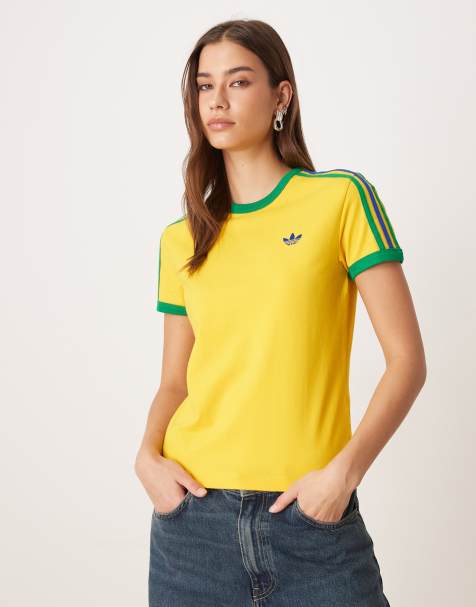 adidas Originals - T-shirt ajusté avec 3 bandes - Jaune Eqt/vert/bleu roi universitaire - view 1