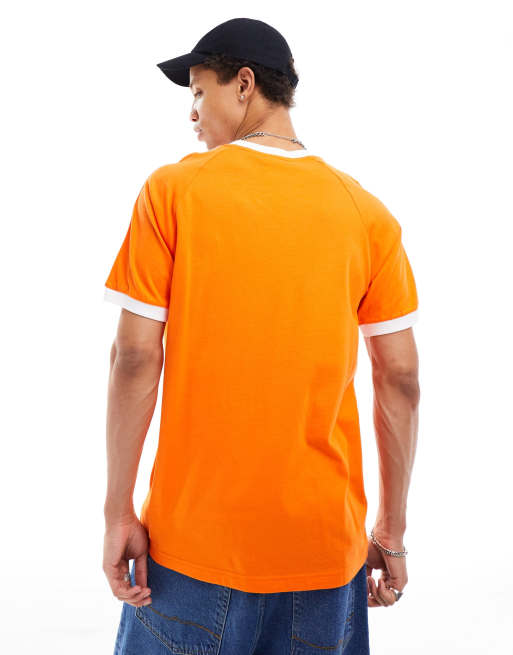 adidas Originals T shirt arancione con le tre strisce ASOS