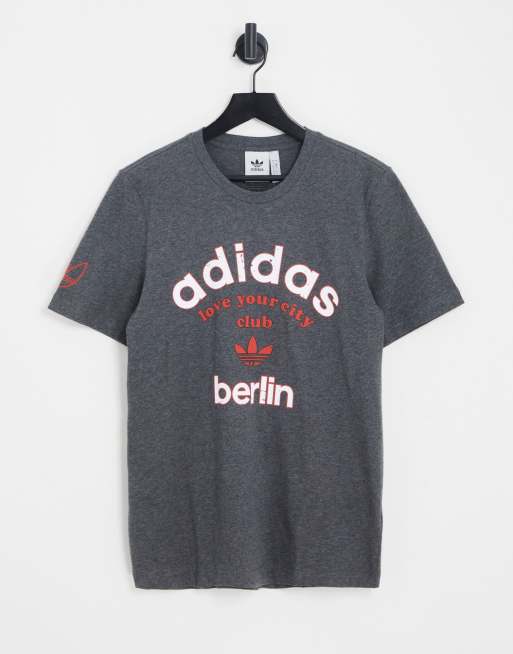 adidas Originals T shirt avec logo Berlin Gris ASOS