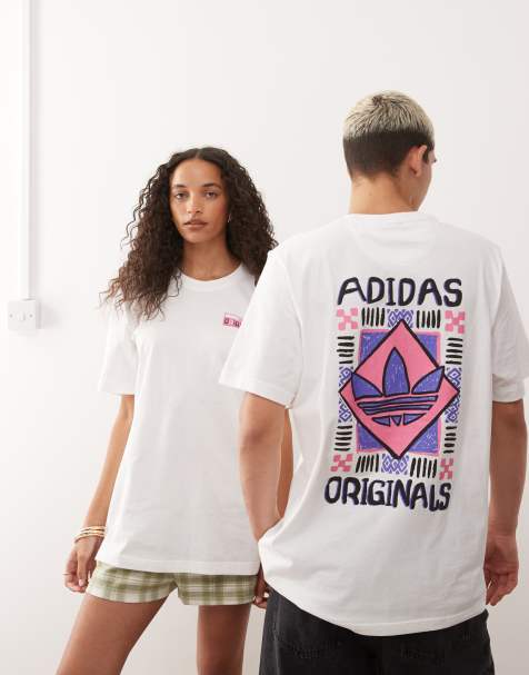 adidas Originals - T-shirt bianca con stampa anni '80 sul retro - view 1