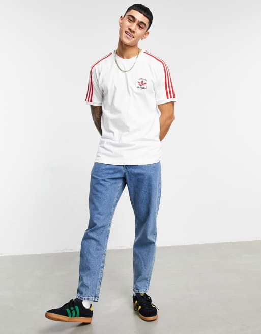 T shirt adidas rouge cheap et blanc