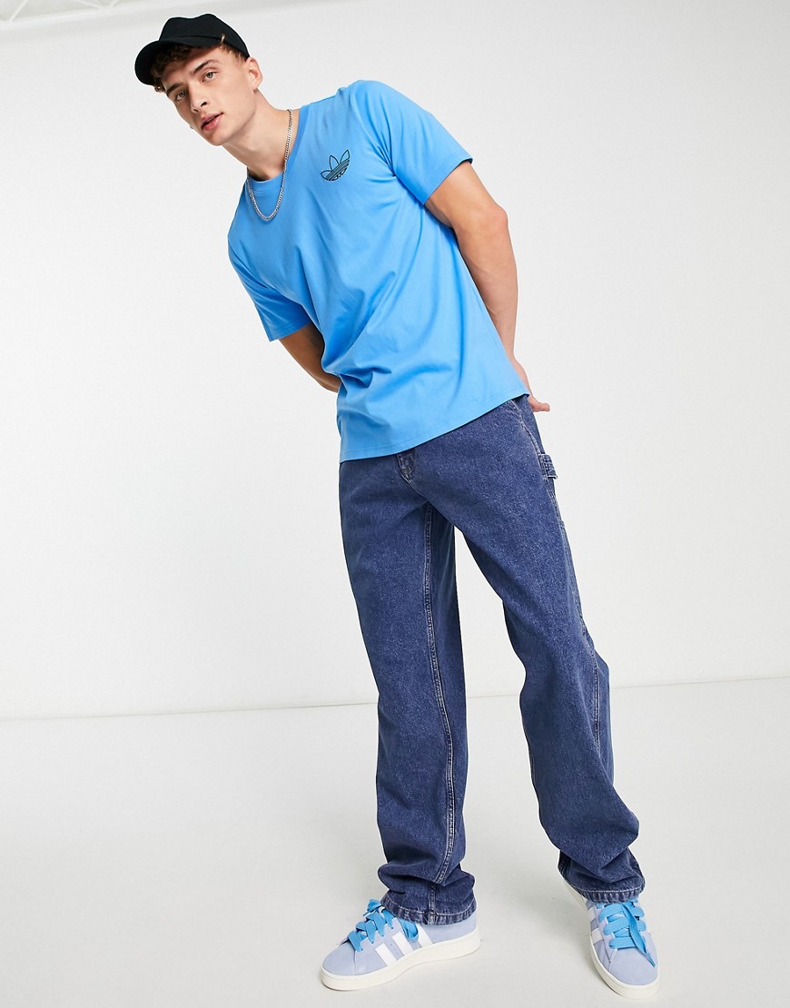 T-shirt blu con trifoglio - adidas Originals T-shirt donna  - immagine1