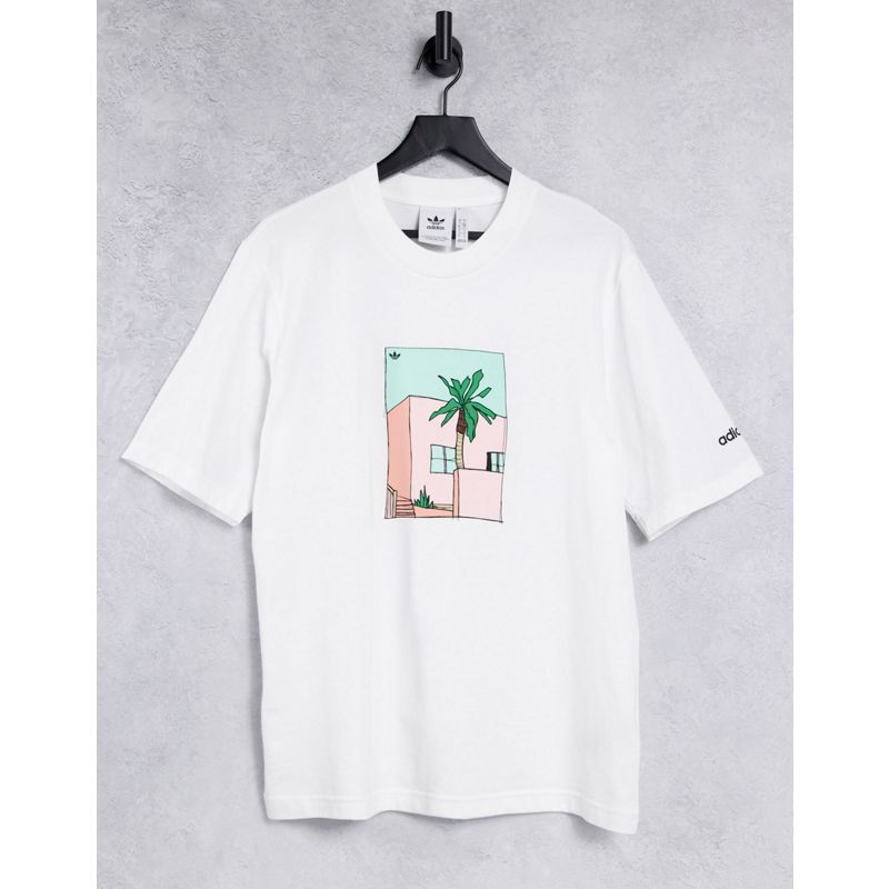 Activewear Donna adidas Originals - T-shirt boyfriend con stampa grafica, colore bianco