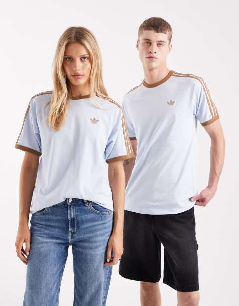 adidas Originals - T-shirt con 3 righe azzurra - view 1