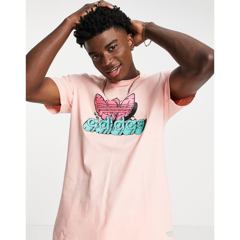 Uomo MukdM adidas Originals - T-shirt con grafica con trifoglio corallo