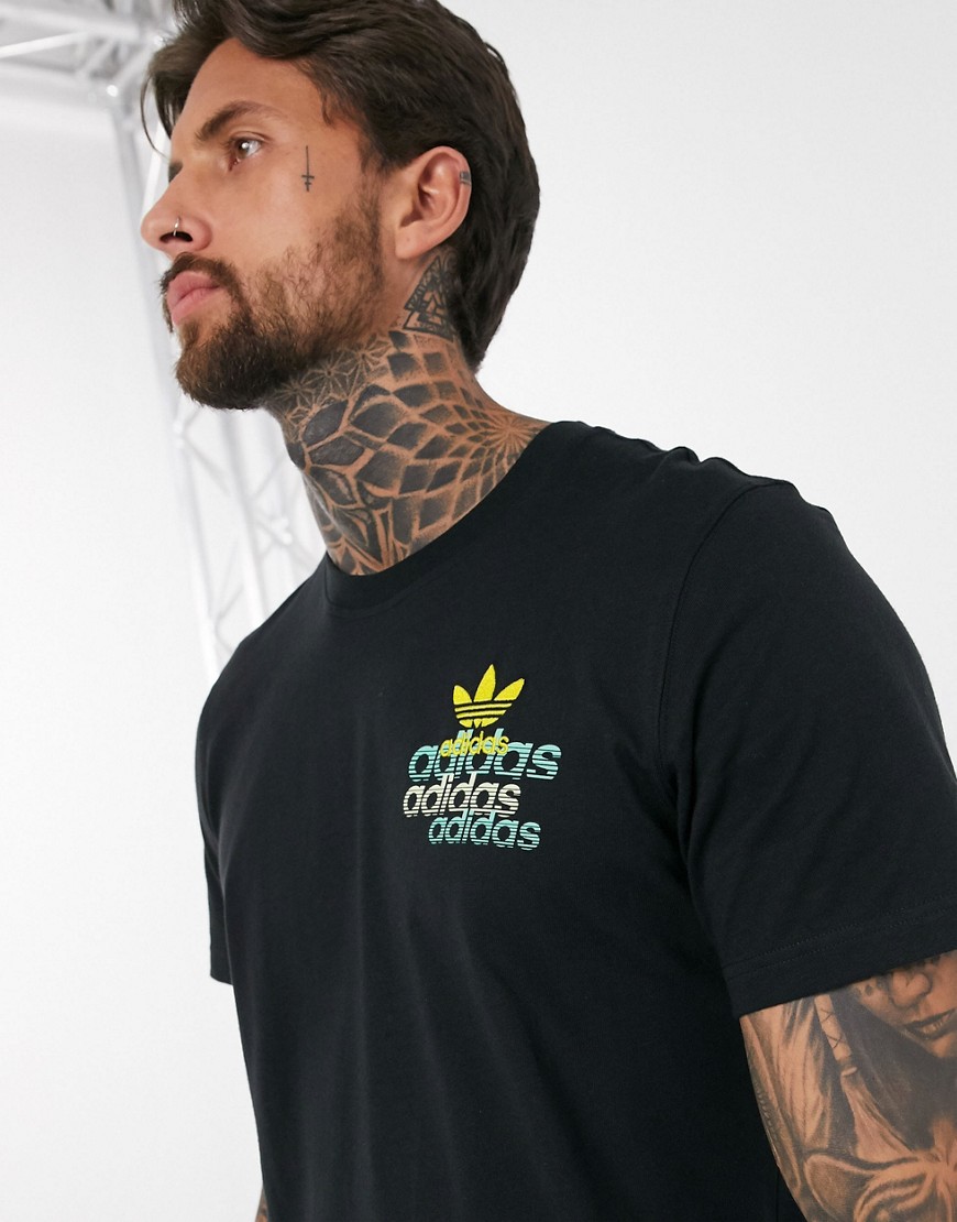 Adidas Originals - T-shirt con logo effetto infranto nera-Nero