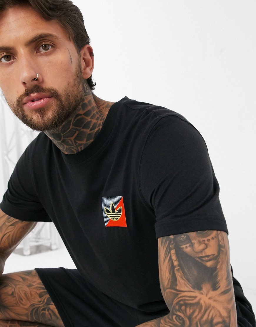 Adidas Originals - T-shirt con logo nera-Nero