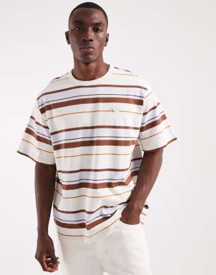 adidas Originals - T-shirt décontracté à rayures - Blanc cassé