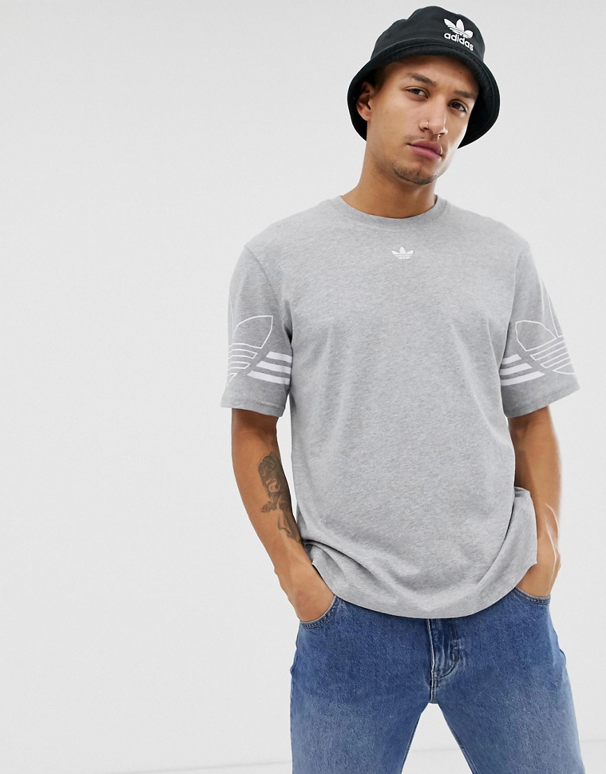 Adidas Originals - T-shirt grigia con logo a trifoglio DU8146-Grigio