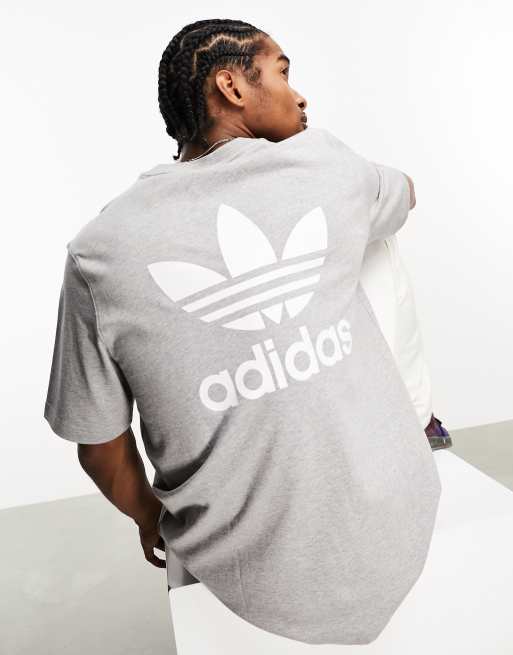 adidas Originals T shirt grigio m lange con trifoglio ASOS