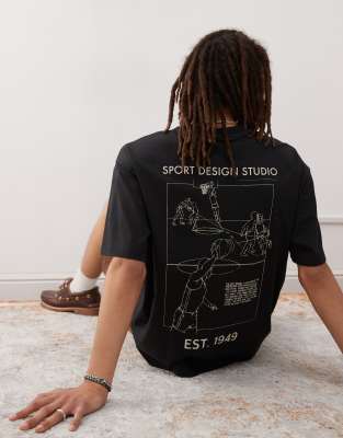 adidas Originals - T-shirt imprimé style basketball - Noir