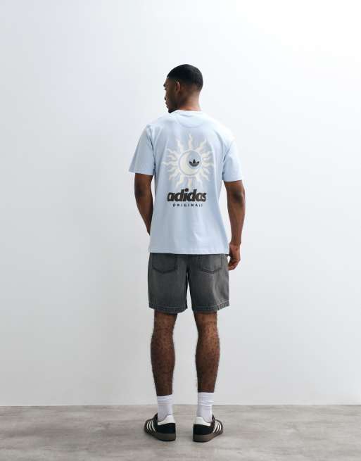 adidas Originals – T-Shirt in Blau mit Sonnen-Rückenprint, 3 von 5