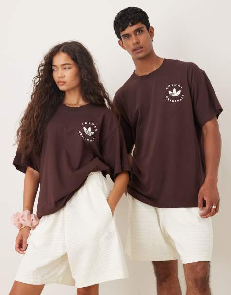 adidas Originals – T-Shirt in Braun mit Dreiblatt-Print - view 1
