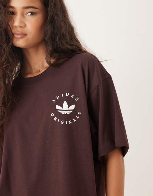 adidas Originals t-shirt in brown with trefoil graphic 