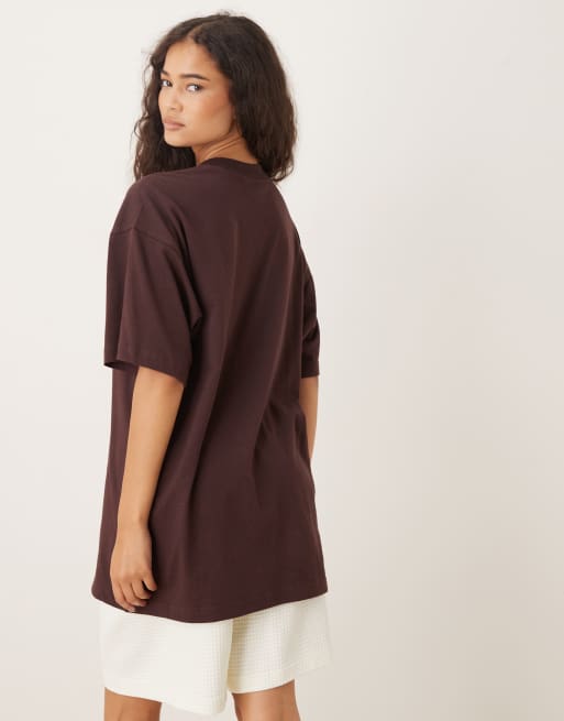 adidas Originals t-shirt in brown with trefoil graphic 