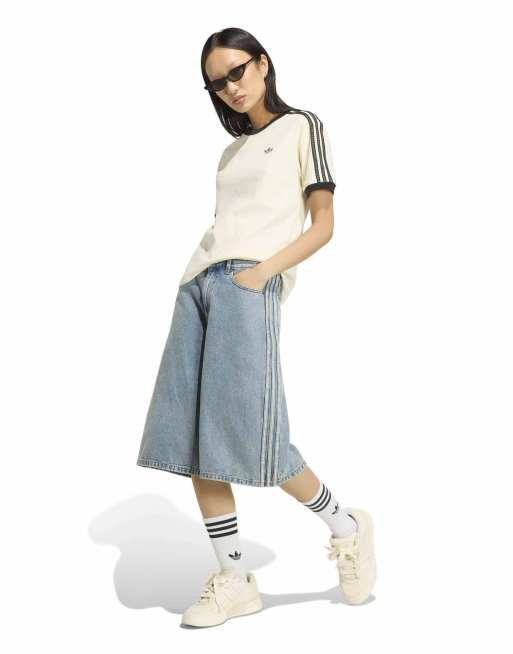 adidas Originals – T-Shirt in Cremeweiß mit den drei Streifen, 3 von 4