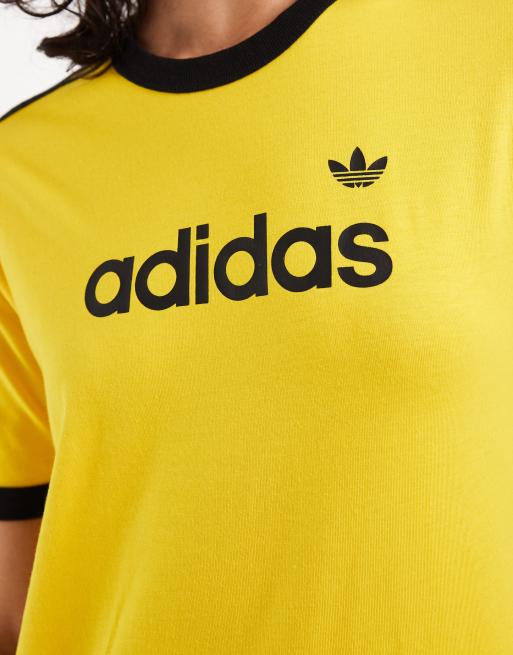 adidas Originals – T-Shirt in Gelb und Schwarz mit Logo, 3 von 4