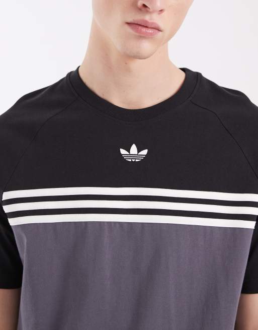 adidas Originals – T-Shirt in Grau und Schwarz mit Streifen auf der Brust, 3 von 5