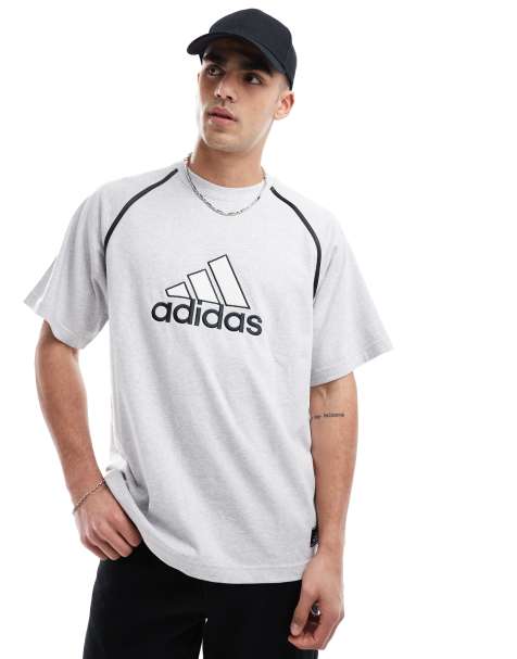 adidas Originals t-shirt in grey with contrast badge graphic - view 1