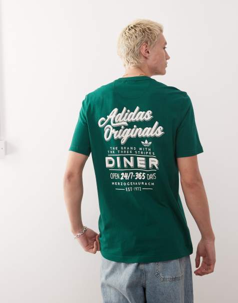 adidas Originals – T-Shirt in Grün mit Diner-Grafik - view 1