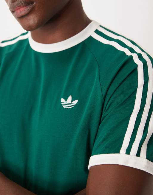 adidas Originals – T-Shirt in Grün mit drei Streifen, 3 von 5