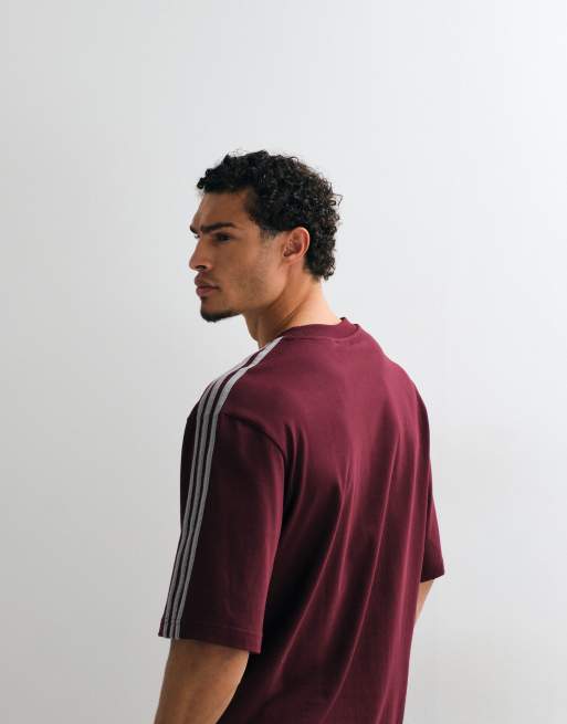 adidas Originals – T-Shirt in Kastanienbraun mit den drei Streifen, 3 von 5