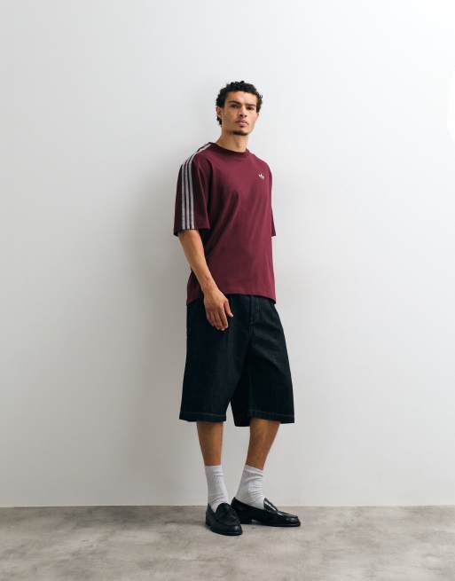 adidas Originals – T-Shirt in Kastanienbraun mit den drei Streifen, 4 von 5