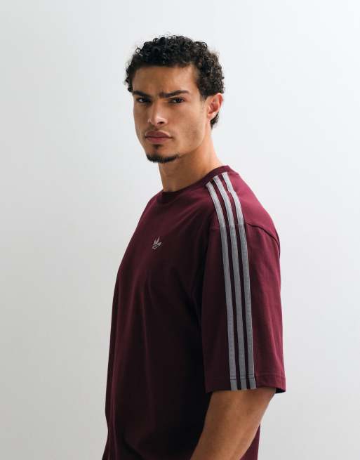 adidas Originals – T-Shirt in Kastanienbraun mit den drei Streifen, 5 von 5