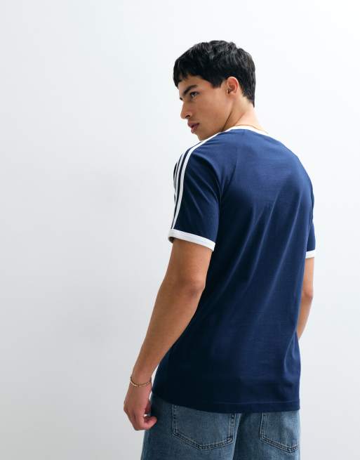 adidas Originals – T-Shirt in Marineblau und Weiß mit den drei Streifen, 5 von 7