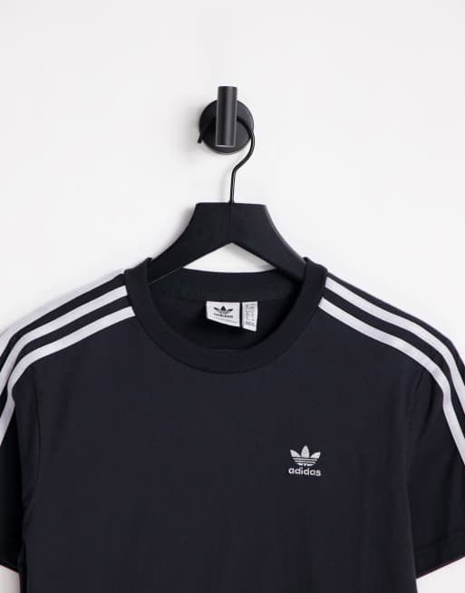 adidas Originals T Shirt in Schwarz mit glitzernden 3 Streifen ASOS