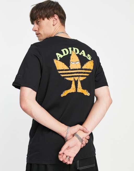 adidas Originals – T-Shirt in Schwarz mit großem Dreiblatt-Logoprint am Rücken