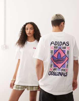 adidas Originals - T-Shirt in Weiß mit 80er-Print auf dem Rücken