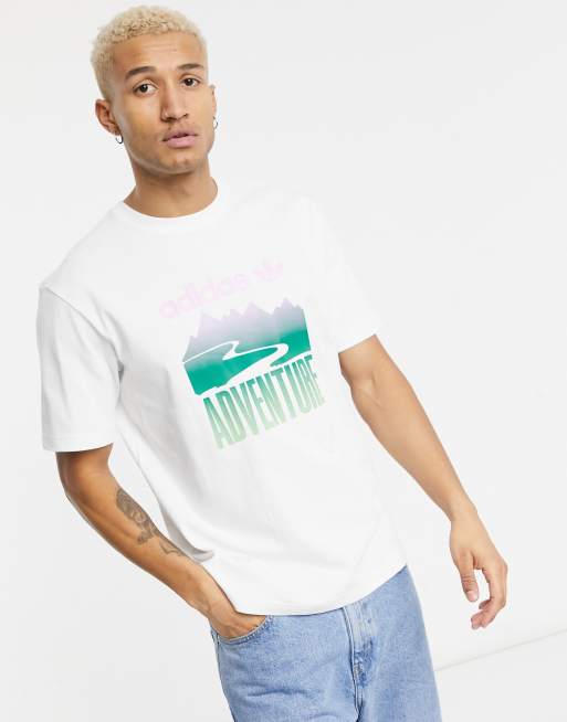 adidas Originals t-shirt in white with adventure graphic print