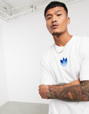 adidas originals white and blue t shirt