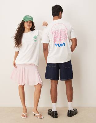[adidas Originals] adidas Originals t-shirt in white with burger graphic L WHITE