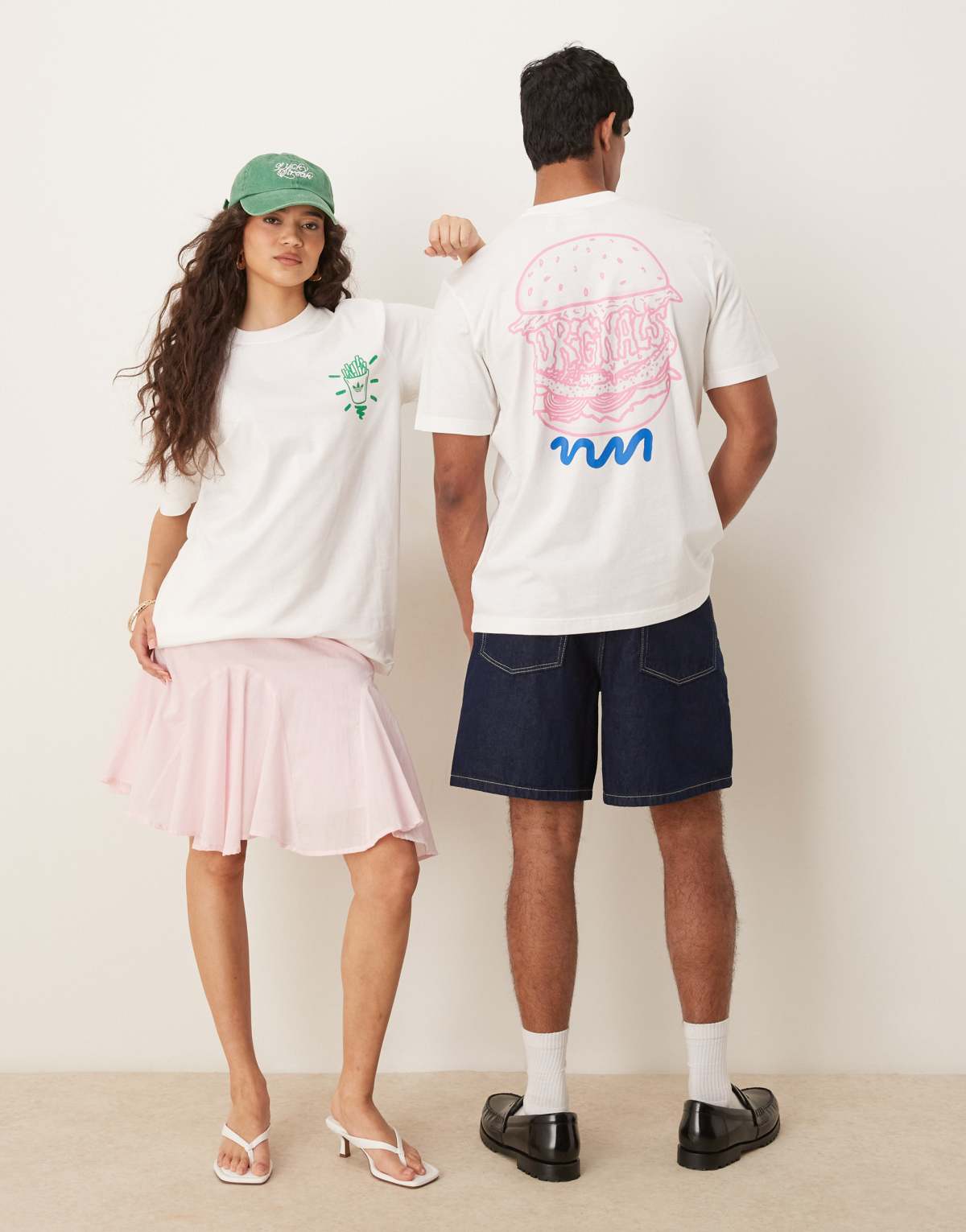 adidas Originals t-shirt in white with burger graphic