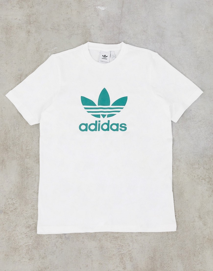 Adidas Originals t-shirt in white with large green trefoil
