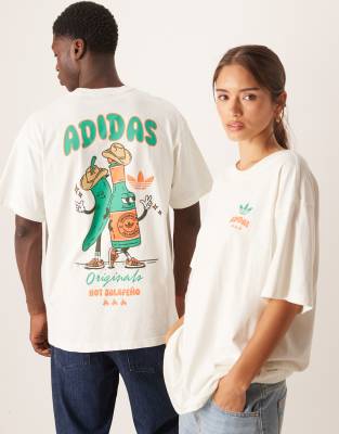 adidas Originals - T-Shirt in Wollweiß mit „Jalapeno"-Print