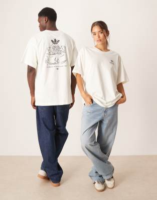 adidas Originals - T-Shirt in Wollweiß mit „Supper Club"-Grafikprint