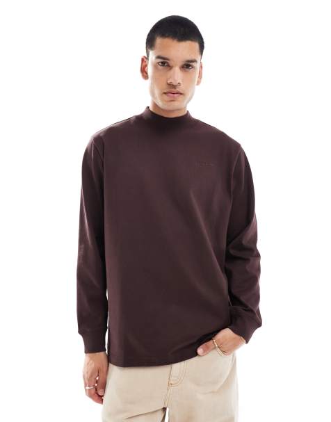 adidas Originals - T-shirt manches longues à col montant - Marron effet dégradé - view 1