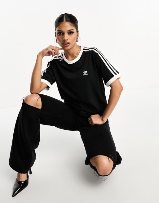 adidas Originals - T-shirt met 3 strepen in zwart