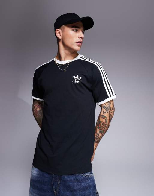 Adidas - originals - t-shirt met lange mouwen en clearance drie strepen in zwart