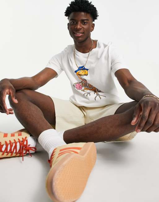 adidas Originals - T-shirt met grafische dinosaurusprint in wit