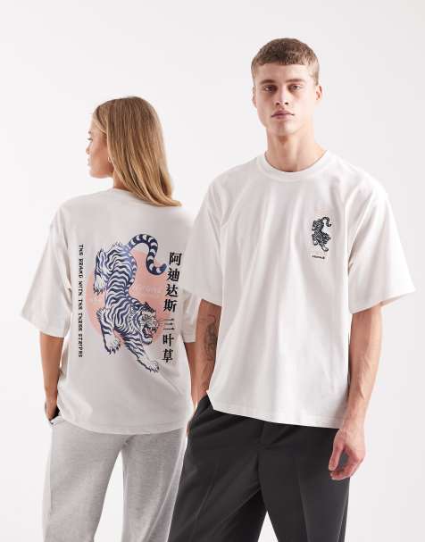 adidas Originals - T-shirt met grafische Japanse tijgerprint in wit - view 1